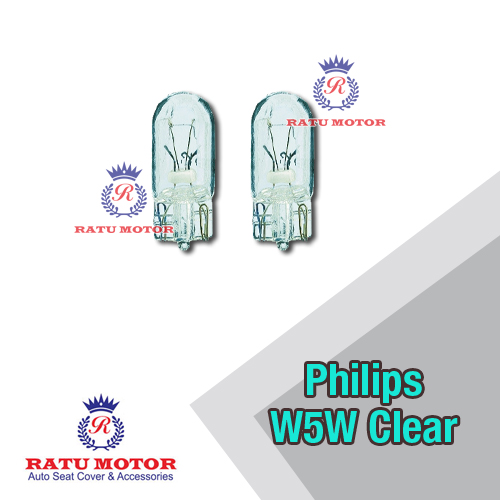 Bohlam PHILIPS W5W / T10 12V Clear Tancap Kecil (@ 2 Pcs)