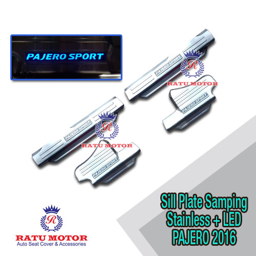 Sill Plate Samping All New PAJERO SPORT 2016-2018 Stainless + LED (Sisi Dalam)