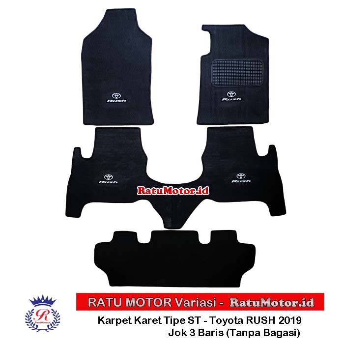 Karpet Karet tipe ST Toyota RUSH 2018-Up (3 Baris) + Logo