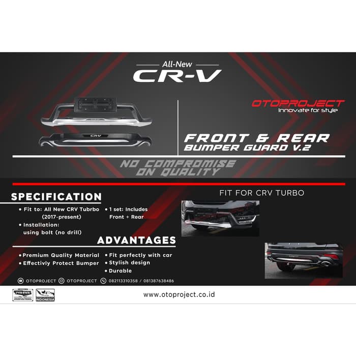 Front & Rear Bumper Guard CRV Turbo 2018 - Model V2 Bumper Protektor